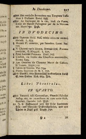 227-234, Libri theatrales.
