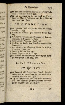 227-234, Libri theatrales.