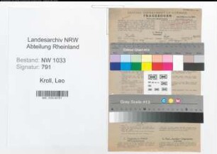 Entnazifizierung Leo Kroll , geb. 16.04.1902 ()