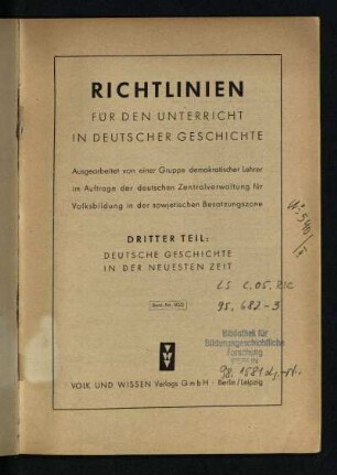 1946: Teil 3: Deutsche Geschichte in der neuesten Zeit