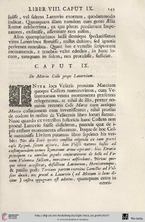 Caput IX: De Marcio Colle prope Lanuvium