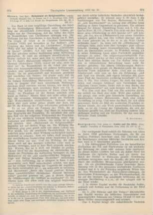 373-374 [Rezension] Ahrens, Karl, Muhammed als Religionsstifter