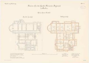 Kaserne des Garde-Kürassier-Regiments und des Königin-Augusta-Garde-Grenadier-Regiments Nr. 4, Berlin: Königin-Augusta-Garde-Grenadier-Regiments Nr. 4, Offizier-Speiseanstalt: Grundriss Bankette, Kellergeschoss 1:100