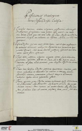 Thesensammlung: Positiones theologicæ de vera Iesu Christi Ecclesia