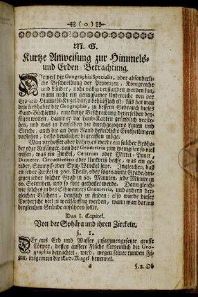 Kurtze Anweisung zur Himmels- und Erden-Betrachtung.