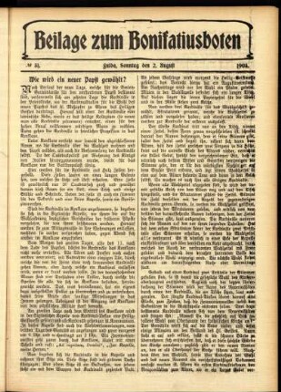 Zweite Ausgabe vom Sonntag, den 02. August 1903.