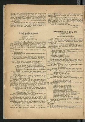 Hauptversammlung am 13. Februar 1886