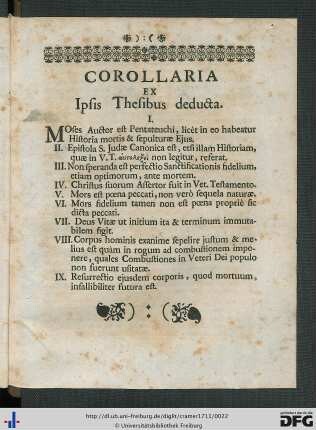 Corollaria Ex Ipsis Thesibus deducta.