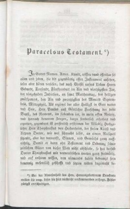 Paracelsus Testament
