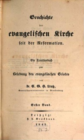 Geschichte der evangelischen Kirche seit der Reformation : ein Familienbuch zur Belebung des evangelischen Geistes, 1