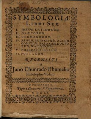 Symbologiae Libri Sex