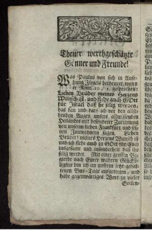Theuer werthgeschätzte Gönner un Freunde!