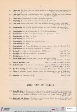Arbeiten in Silber (Nr. 984-1086)