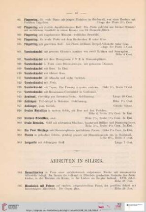 Arbeiten in Silber (Nr. 984-1086)