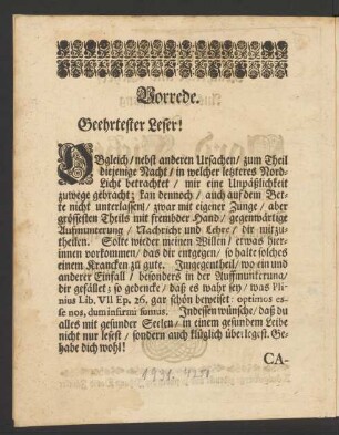 Vorrede. Geehrtester Leser!