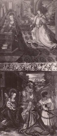 Verkündigung der Geburt Christi und die Anbetung des Christuskindes durch die heiligen drei Könige