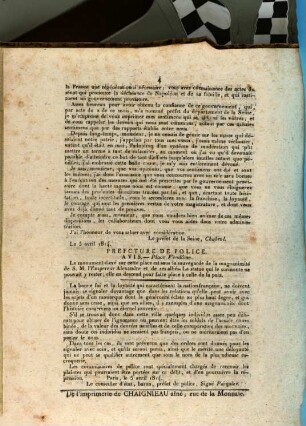 ... Extrait du Moniteur du Jeudi 7 Avril. 2, Paris, le 6 avril 1814