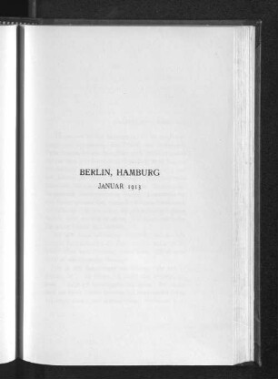 Berlin, Hamburg Januar 1913