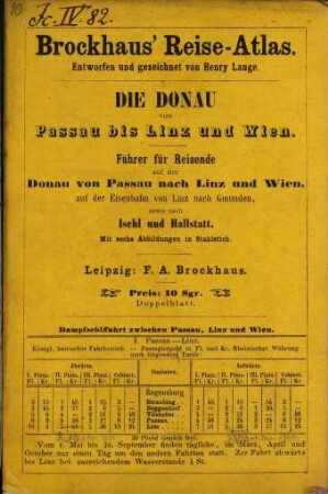 Die Donau : Führer für Reisende auf der Donau ..., [2]. Von Passau bis Linz und Wien