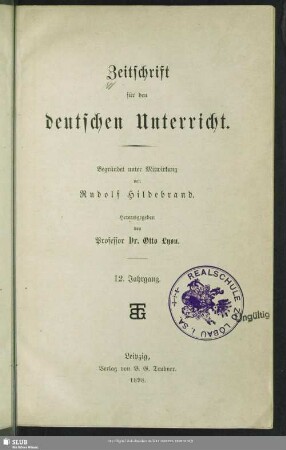 12.1898: Zeitschrift für den deutschen Unterricht