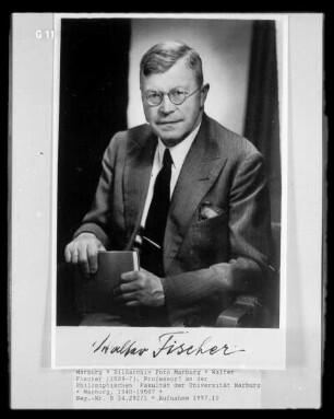 Walter Fischer (1889-?), Professor? an der Philosophischen Fakultät der Universität Marburg