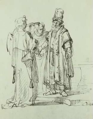 Biblische Szene: Loth und die Leute von Sodom?