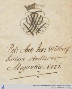 [Provenienz]: Wülberz, Petrus Antonius Josephus