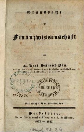 Grundsätze der Finanzwissenschaft, 1
