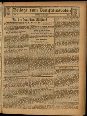 Zweite Ausgabe vom Sonntag, den 12. April 1925.
