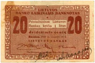 Geldschein, 20 centų, 1922