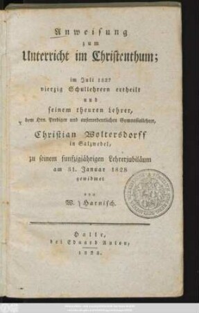 Anweisung zum Unterricht im Christenthum