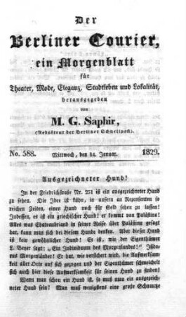 No. 588., Mittwoch, den 14. Januar 1829