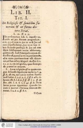 LIB. II. TIT. I. De Religiosis & sumtibus funerum & ut funus ducere liceat