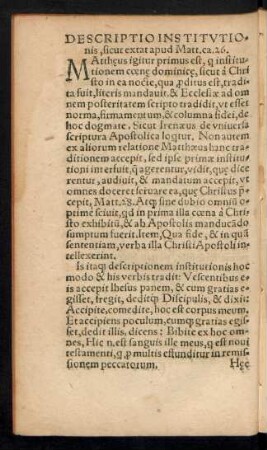 Descriptio Institutionis, sicut extat apud Matt. ca. 26.