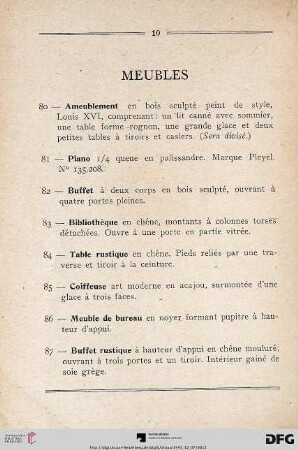 Meubles (Nr. 80-101)