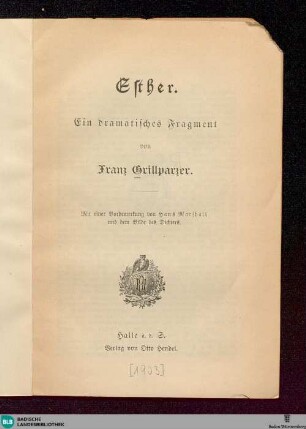 Esther : ein dramatisches Fragment