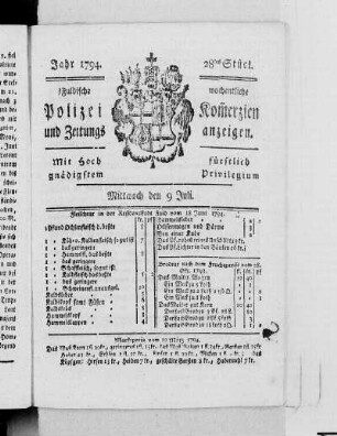 28tes Stück., Ausgabe vom 9. Juli 1794