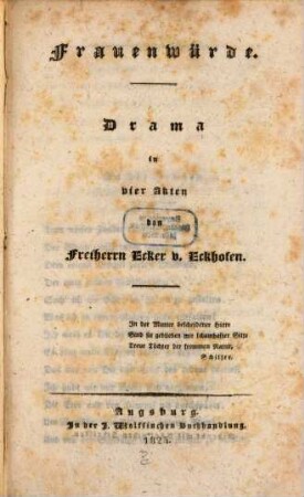 Frauenwürde : Drama in vier Akten