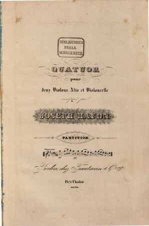 Partition des quatuors, 57. [H 3,42 ; op. 33,6]. - 20 S. - Pl.-Nr. 842