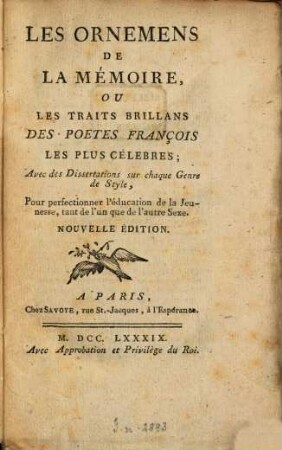 Les ornemens de la mémoire