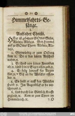 I. Auffahrt Christi.