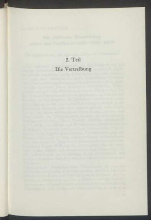 2. Teil: Vertreibung. Die jüdische Wanderung unter der Naziherrschaft 1933 - 1939