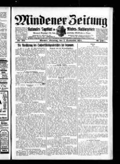 Mindener Zeitung : nationales Tageblatt für Minden u. Nachbargebiete : General-Anzeiger für den nördl. Reg.-Bezirk Minden