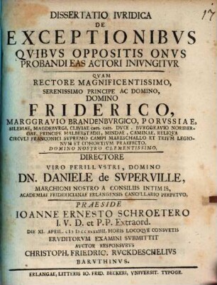 Dissertatio iuridica de exceptionibus quibus oppositis onus probandi eas actori iniungitur