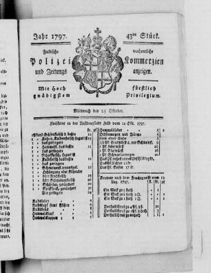 43tes Stück, Ausgabe vom 25. Oktober 1797