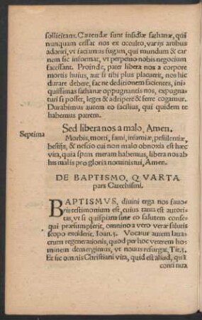 De Baptismo, Quarta pars Catechismi.