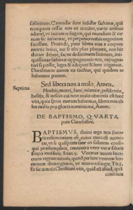 De Baptismo, Quarta pars Catechismi.