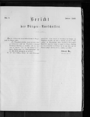 Nr. 4 Bericht des Bürgerausschusses Januar 1860