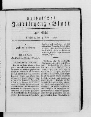 44tes Stück, Ausgabe vom 3. Nov. 1809