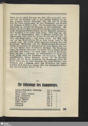 IV. Die Höhenlage des Kammweges